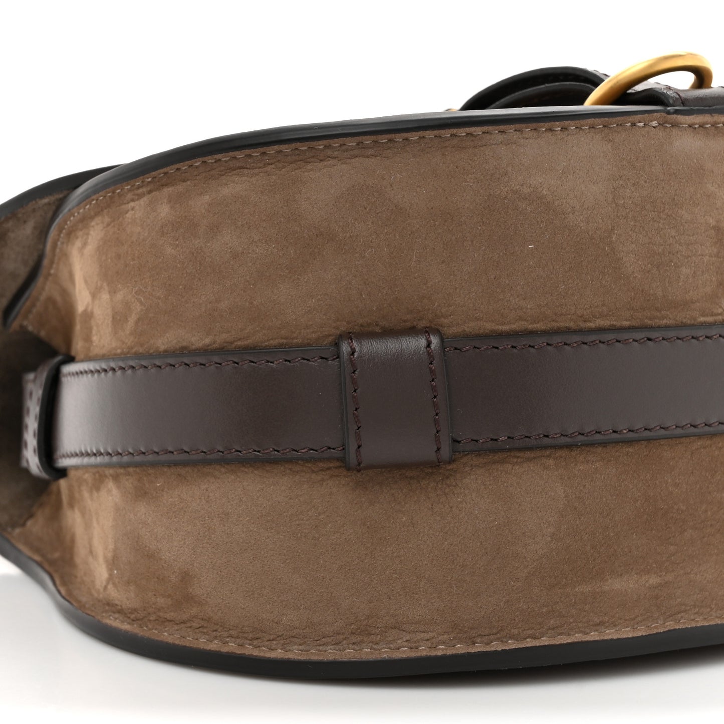 Suede Calfskin Small Marcie Saddle Bag Flannel Grey