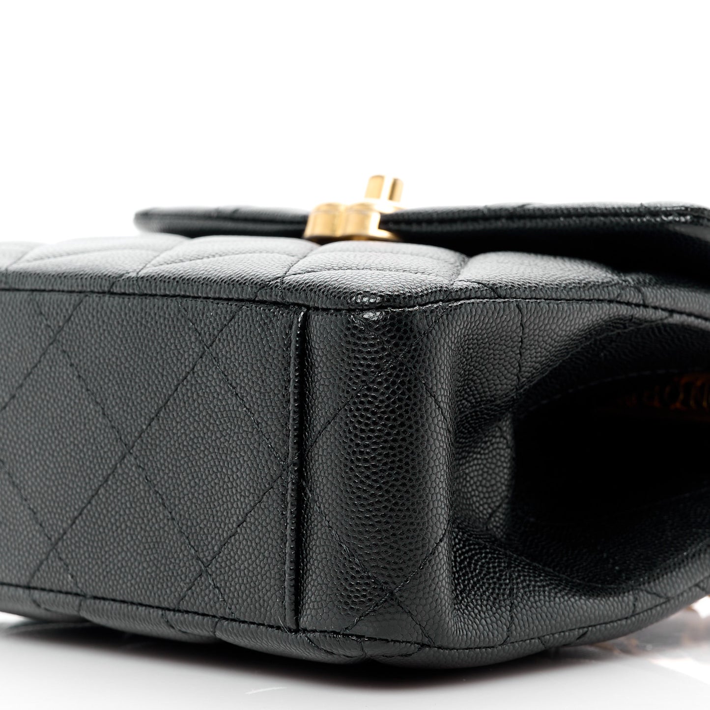 Caviar Quilted 31 Rue Cambon Mini Top Handle Flap Black