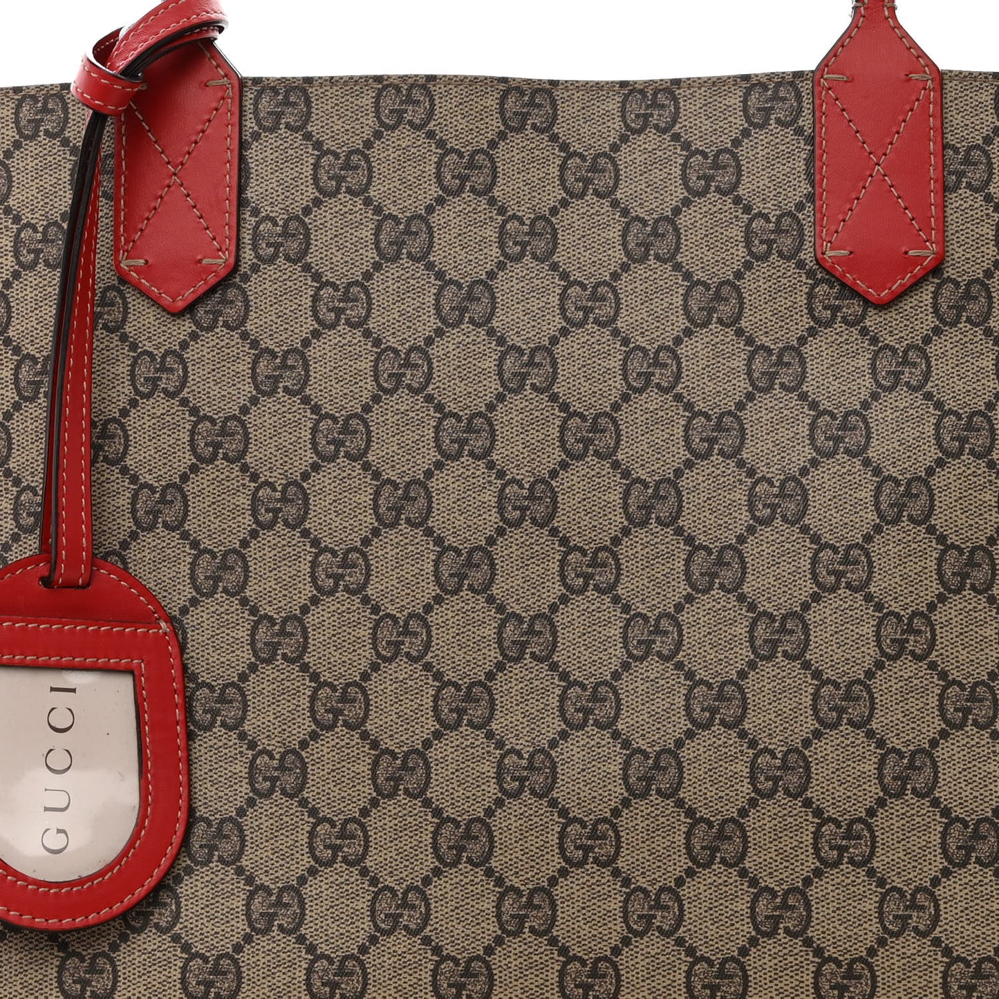GG Supreme Monogram Large Reversible Tote Beige Red