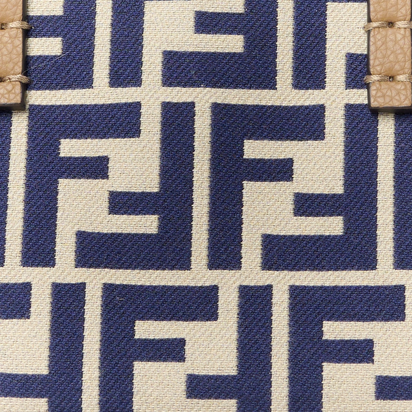 Fabric Calfskin FF Mini Roll Tote Sand Navy