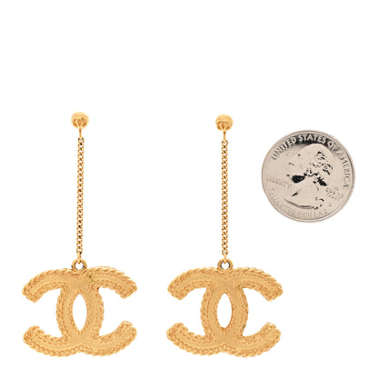 Chanel CC Drop Earrings Matte Gold 2 of 5