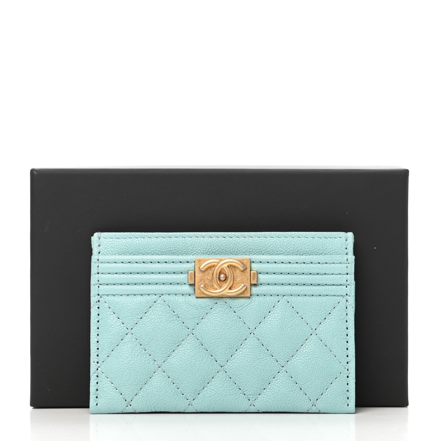 Chanel Caviar Quilted Boy Card Holder Light Blue 9 of 9