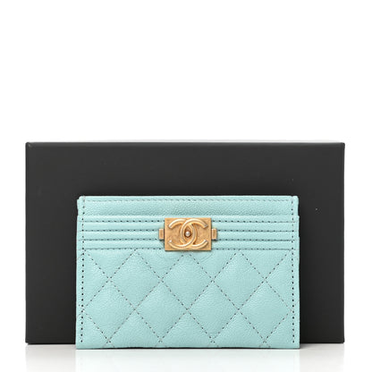 Chanel Caviar Quilted Boy Card Holder Light Blue 9 of 9