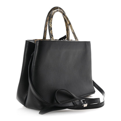 Fendi Vitello Dolce Elaphe Petite 2Jours Tote Black Polvere 3 of 9