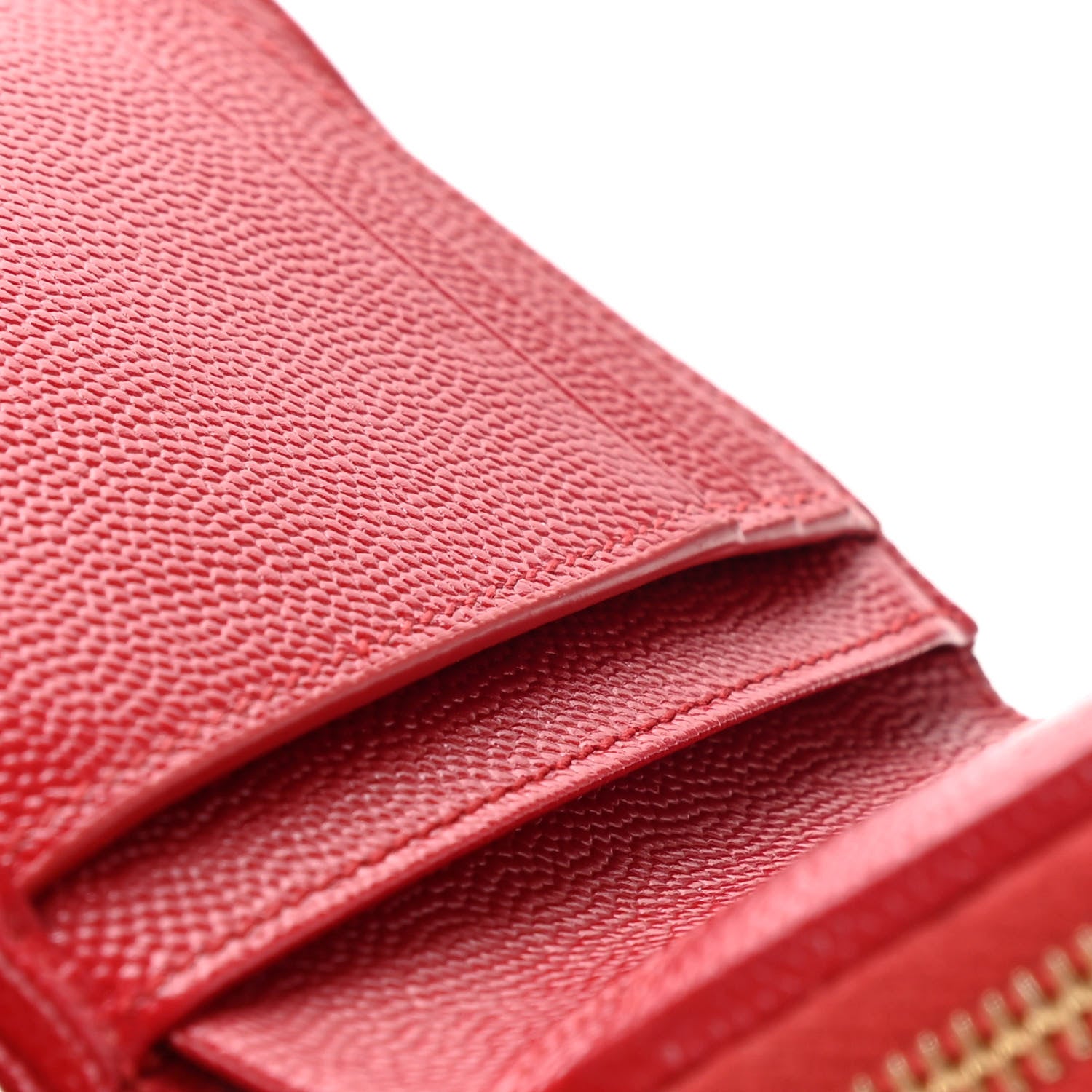 Saint Laurent Grain De Poudre Matelasse Chevron Monogram Compact Zip Around Wallet Red 9 of 13