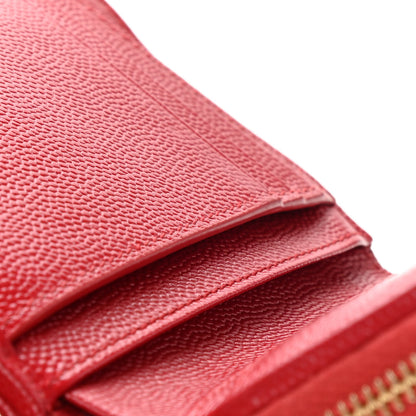 Saint Laurent Grain De Poudre Matelasse Chevron Monogram Compact Zip Around Wallet Red 9 of 13