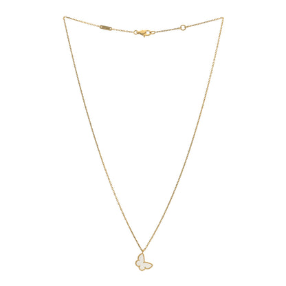 Van Cleef & Arpels 18K Yellow Gold Mother of Pearl Sweet Alhambra Butterfly Pendant Necklace 3 of 5