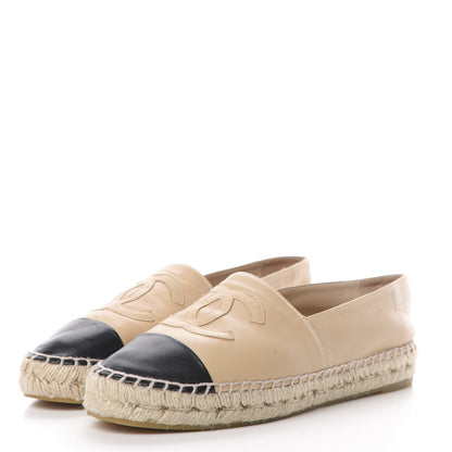 Chanel Lambskin CC Espadrilles 39 Beige Black 3 of 12