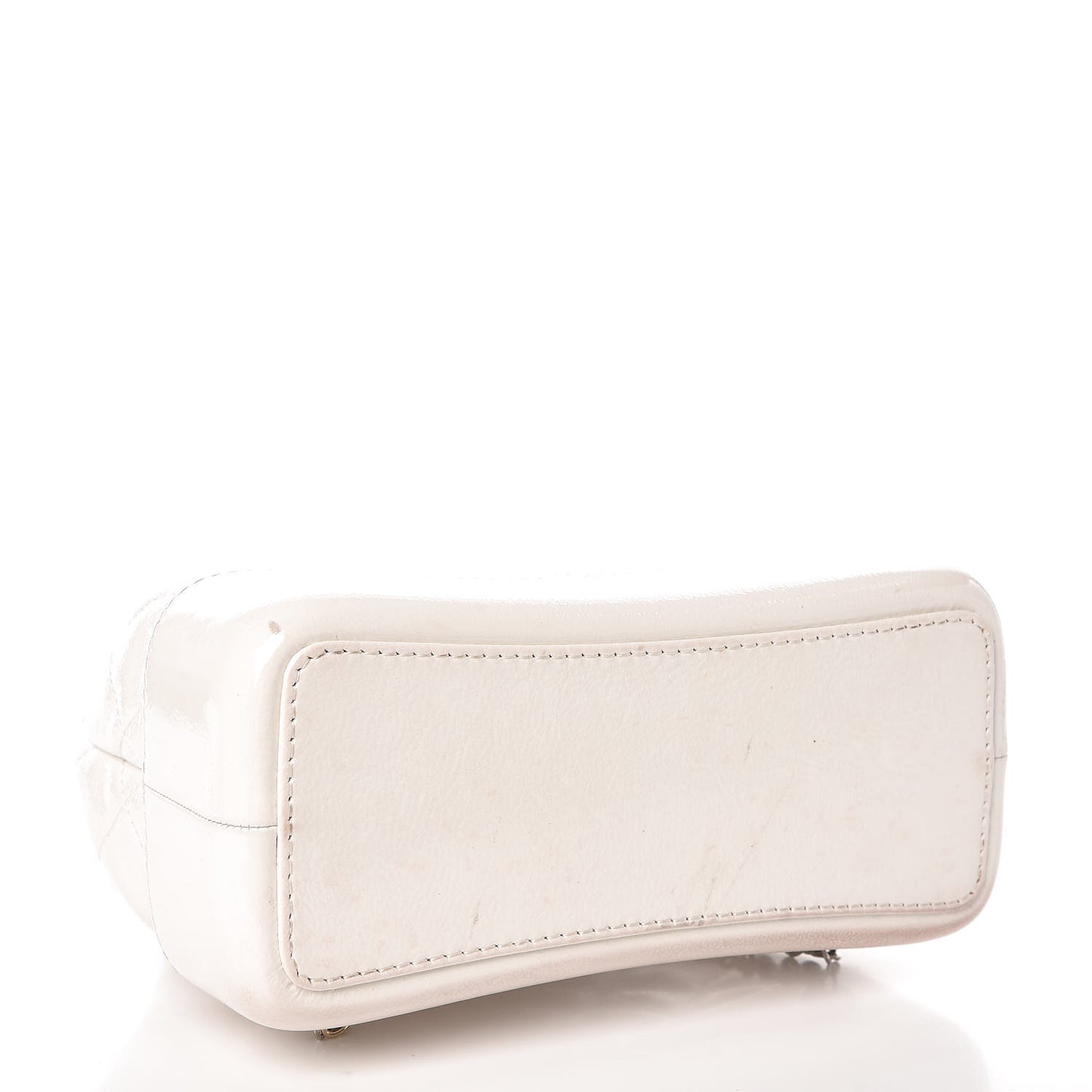Patent Goatskin Quilted Small Gabrielle Backpack White