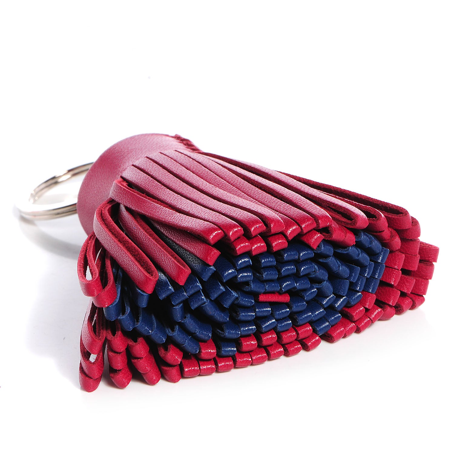 Hermes Milo Lambskin Bi-Color Carmen Tassel Key Holder Bleu de Malte Rubis 4 of 6