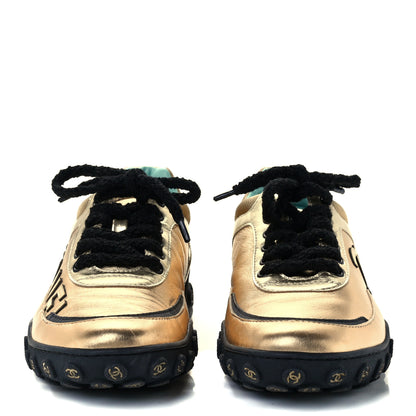 Chanel Metallic Satin Finish CC Womens Sneakers 38 Gold 2 of 11