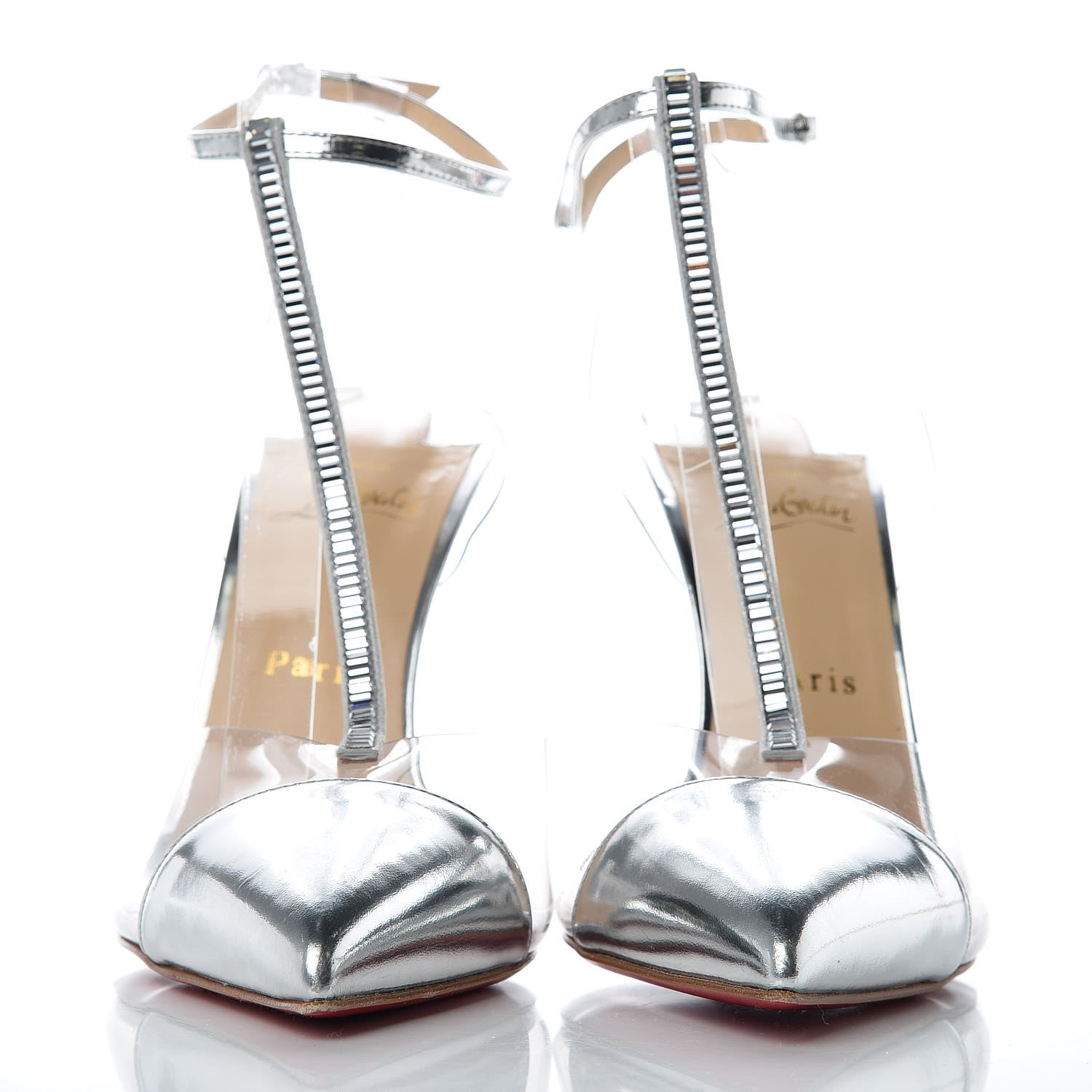 Christian Louboutin Specchio PVC Crystal Nosy 100 Pumps 41 Silver 2 of 8