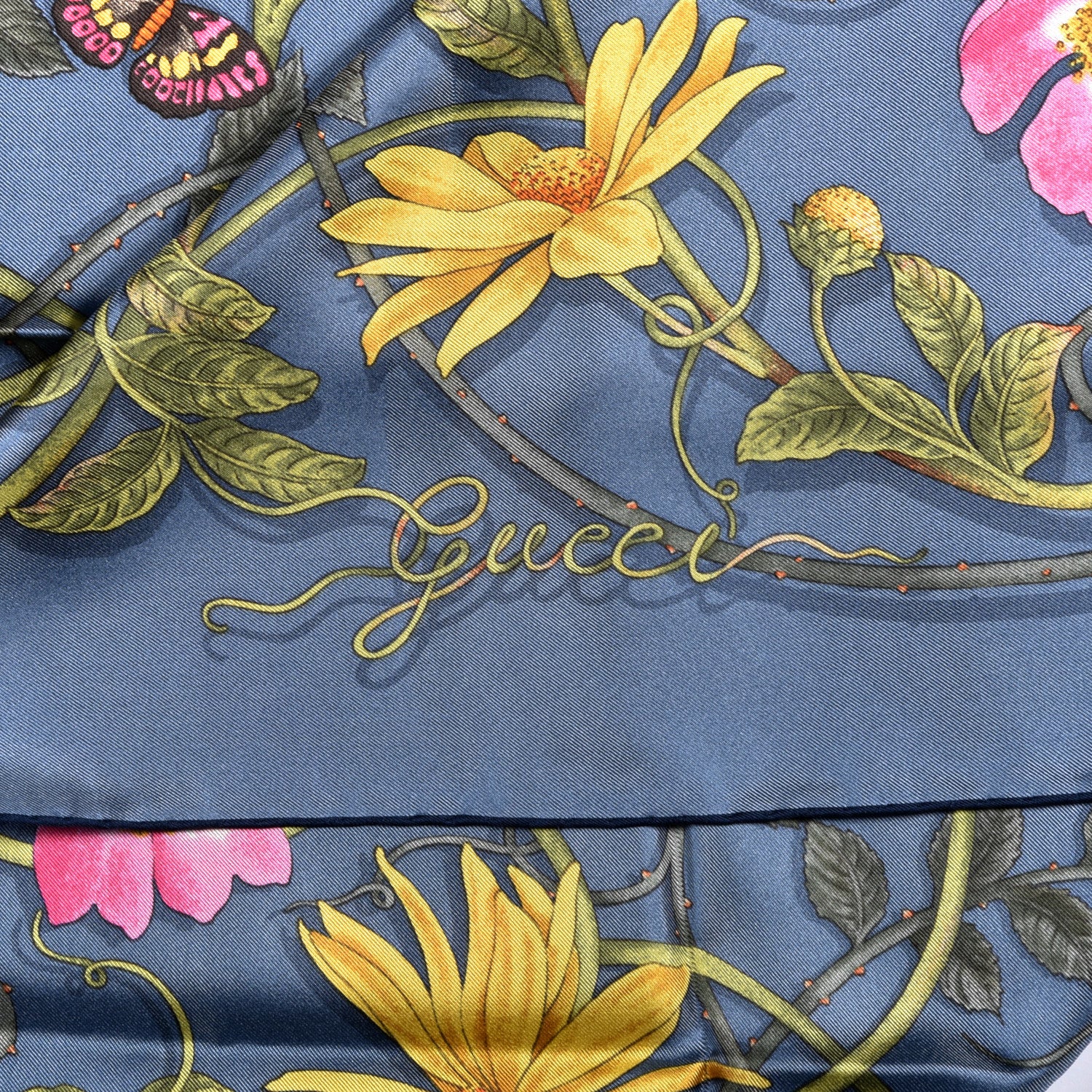 Gucci Silk Twill Flowerwebby Square Scarf Sky Blue 4 of 4