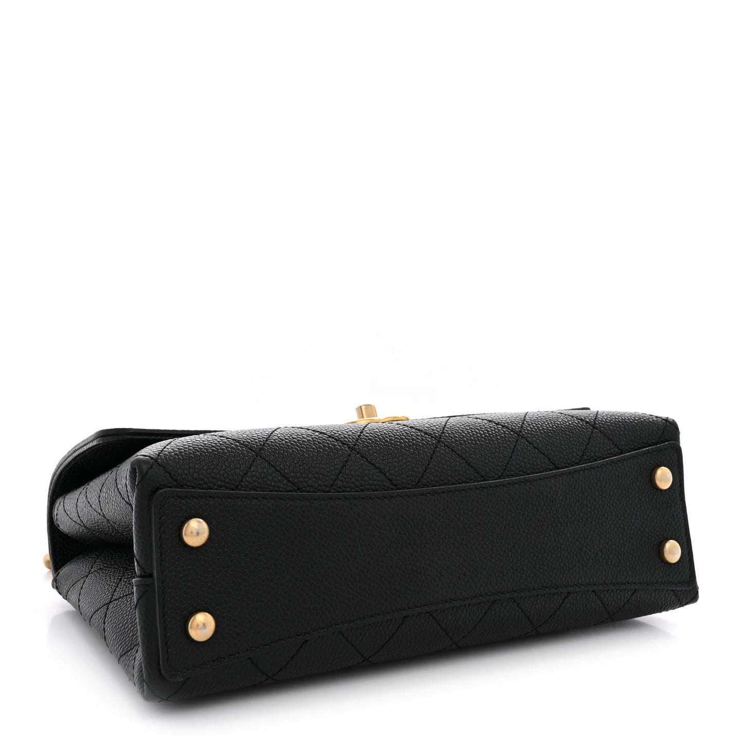 Caviar Diamond Stitched Small Top Handle Flap Black