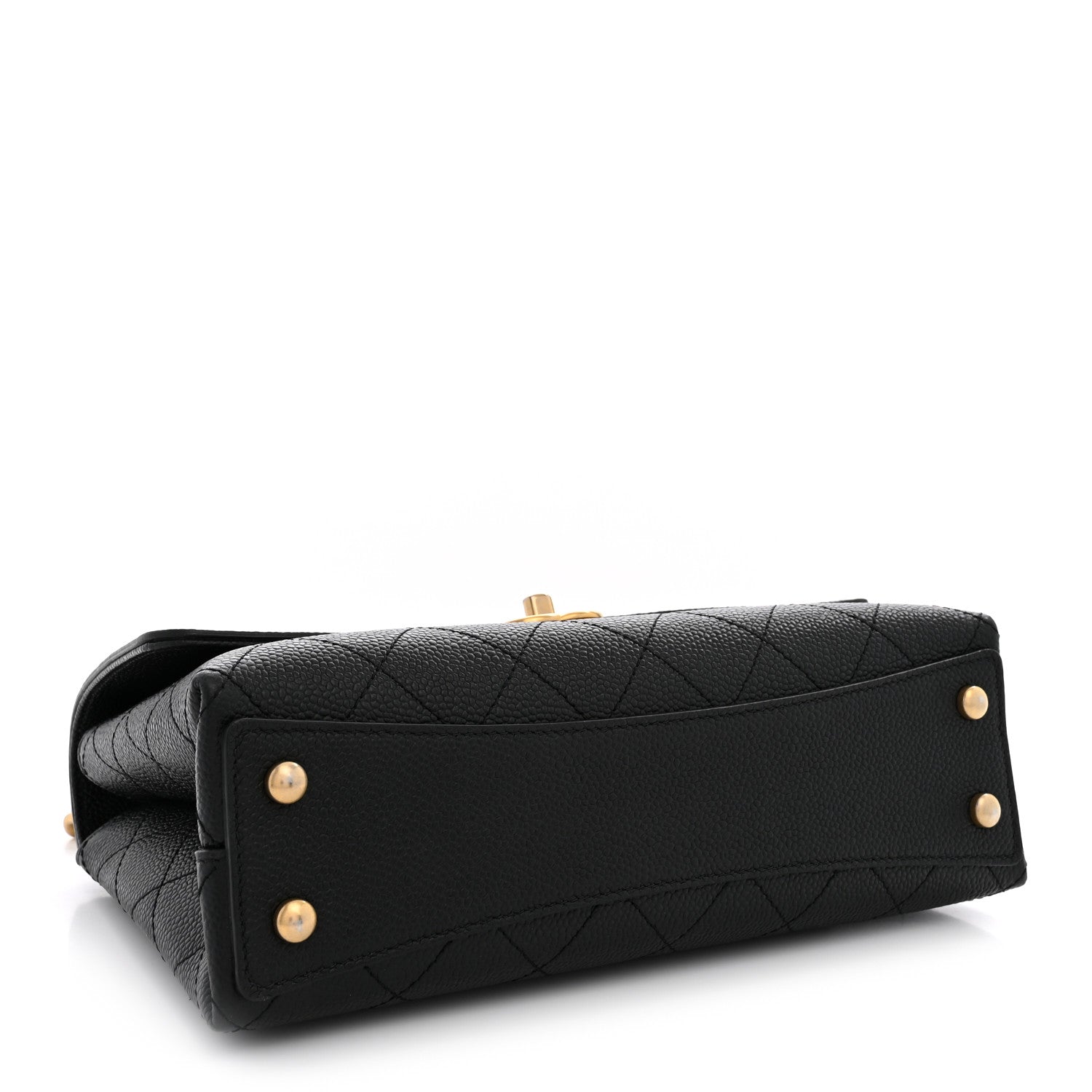 Chanel Caviar Diamond Stitched Small Top Handle Flap Black 4 of 11