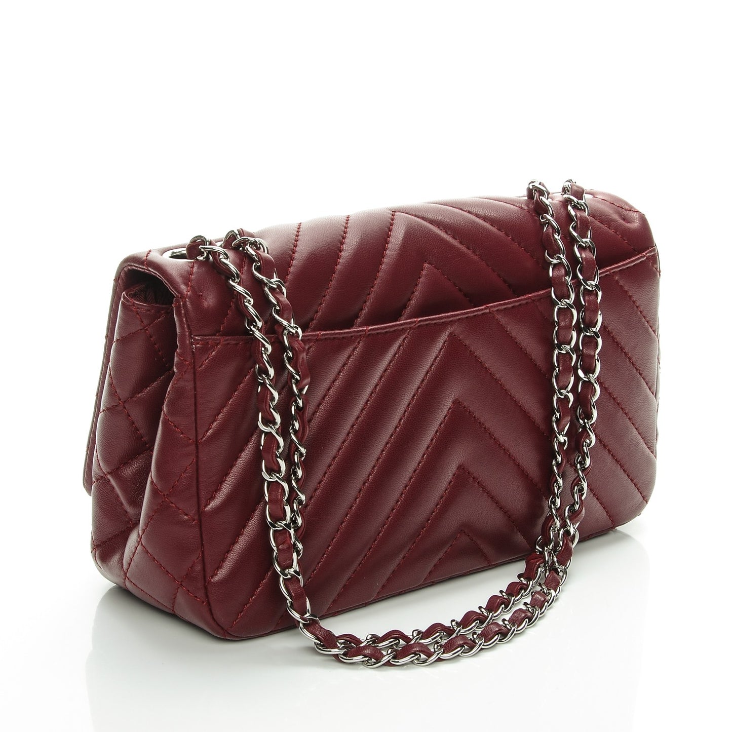 Lambskin Surpique Chevron Medium Single Flap Dark Red