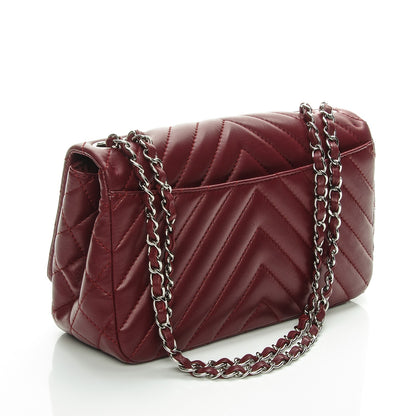 Chanel Lambskin Surpique Chevron Medium Single Flap Dark Red 3 of 9