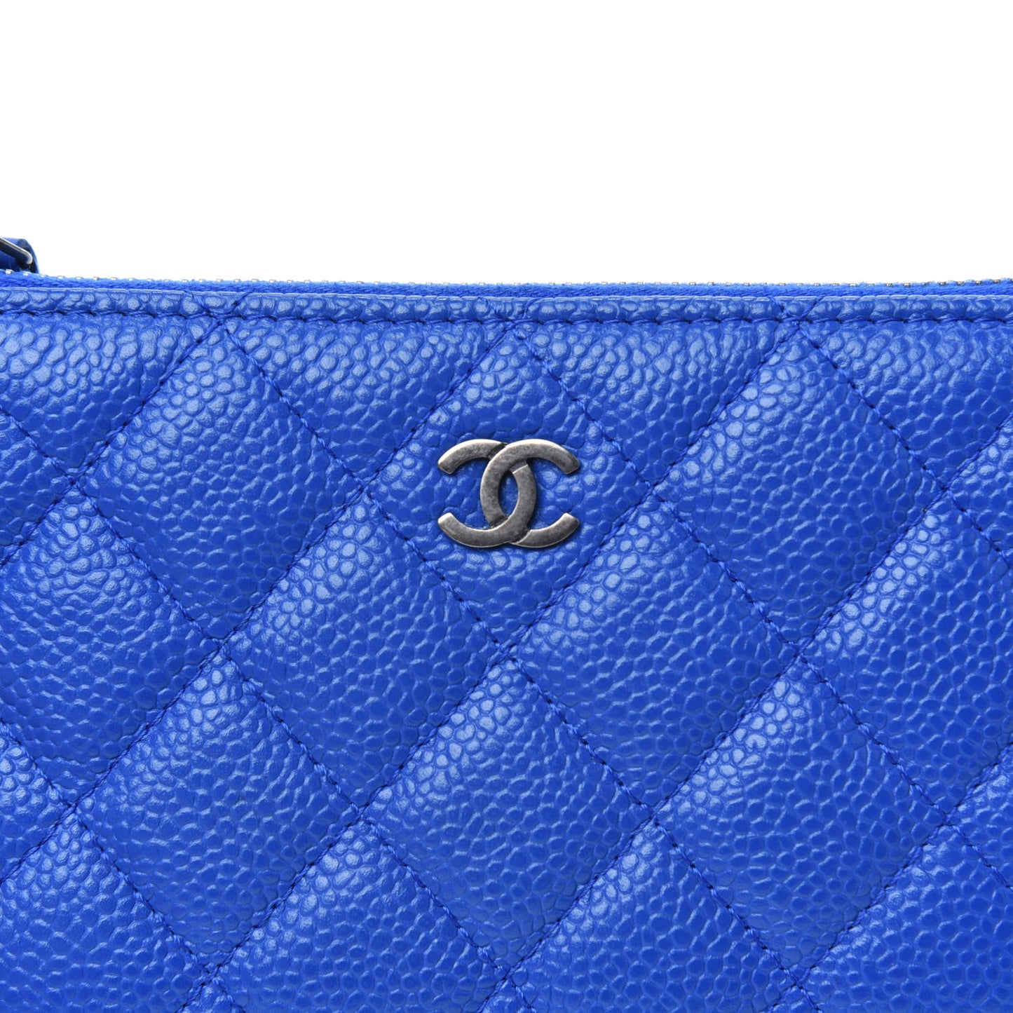 Caviar Quilted Small Cosmetic Case Blue