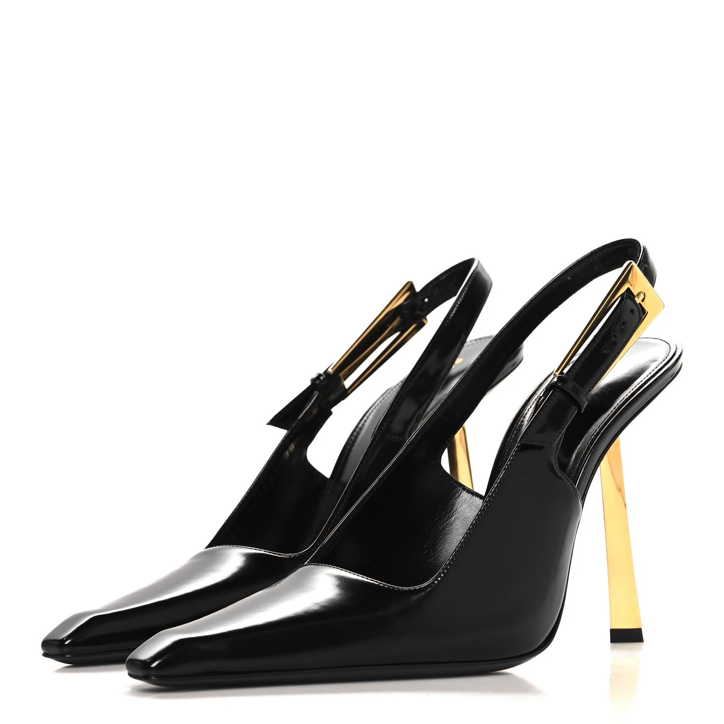 Glazed Calfskin Lee Slingback Pumps 38 Black