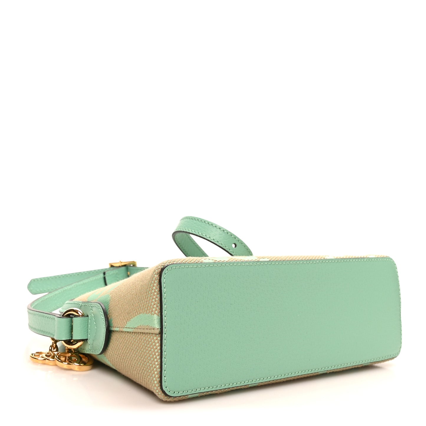 Monogram Jumbo GG Textured Dollar Calfskin Small Ophidia Dome Shoulder Bag Beige Pepperlight Mint