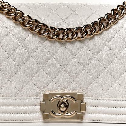 Chanel Caviar Quilted Medium Boy Flap White 7 of 10