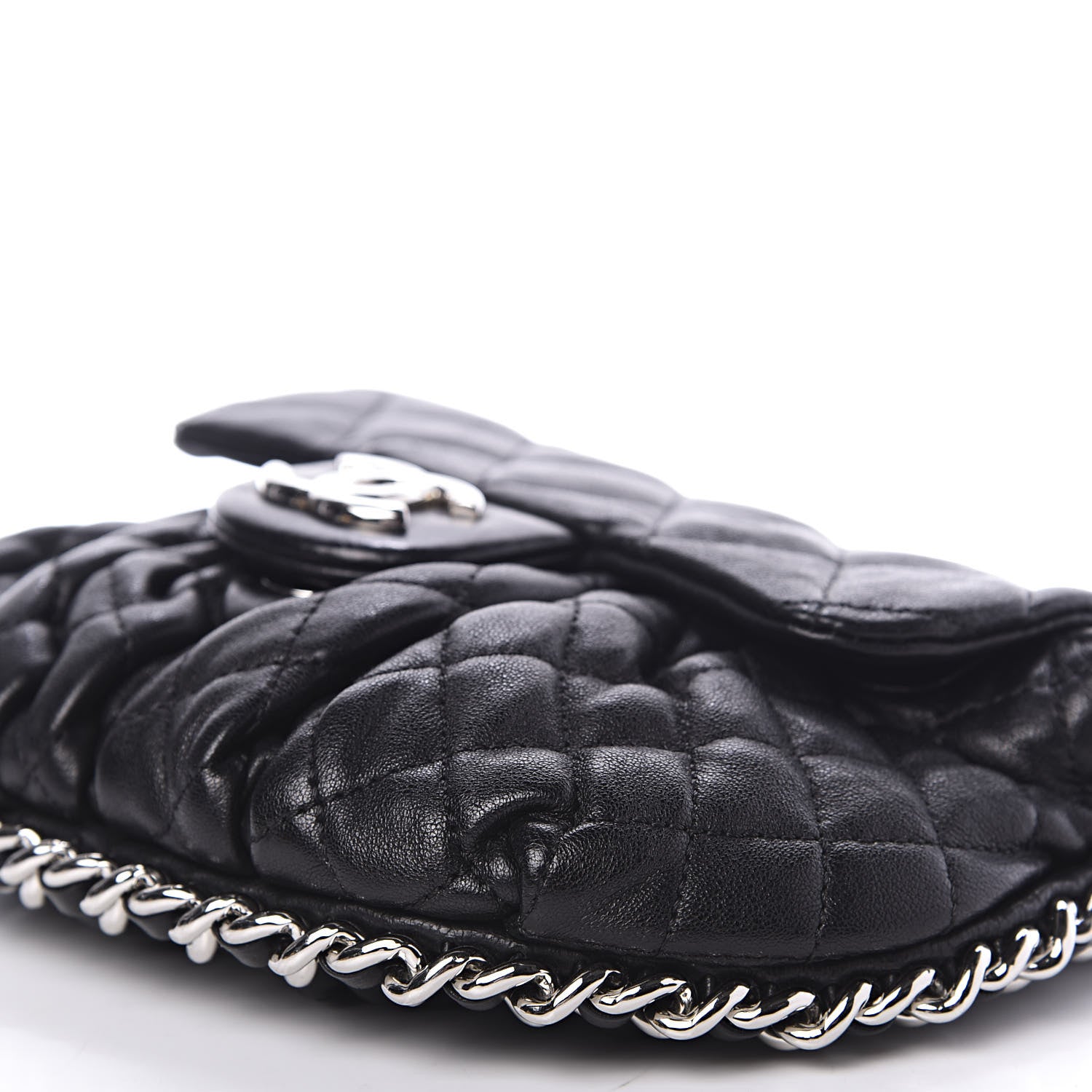 Chanel Washed Lambskin Quilted Mini Chain Around Flap Black 7 of 10