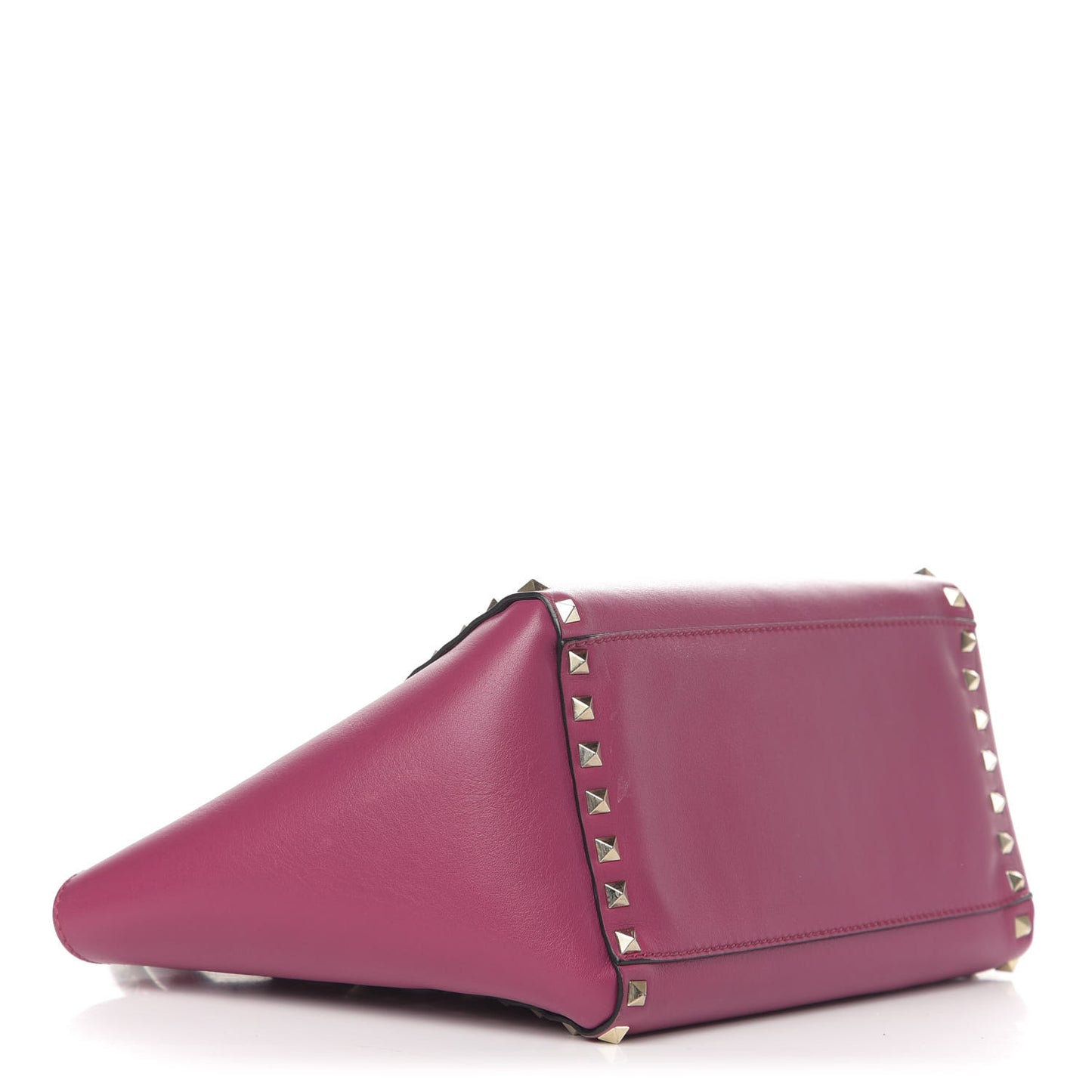Vitello Small Rockstud Double Handle Tote Deep Cyclamin
