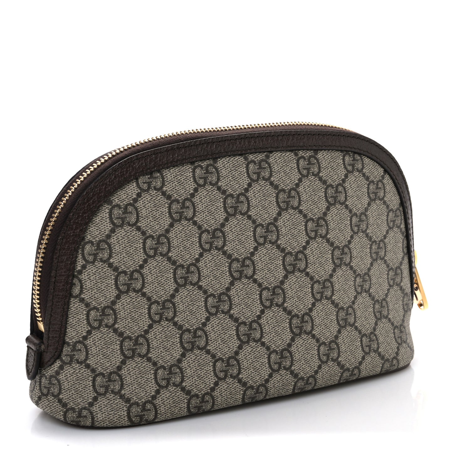 GG Supreme Monogram Textured Calfskin Web Large Ophidia Cosmetic Case Beige Ebony New Acero