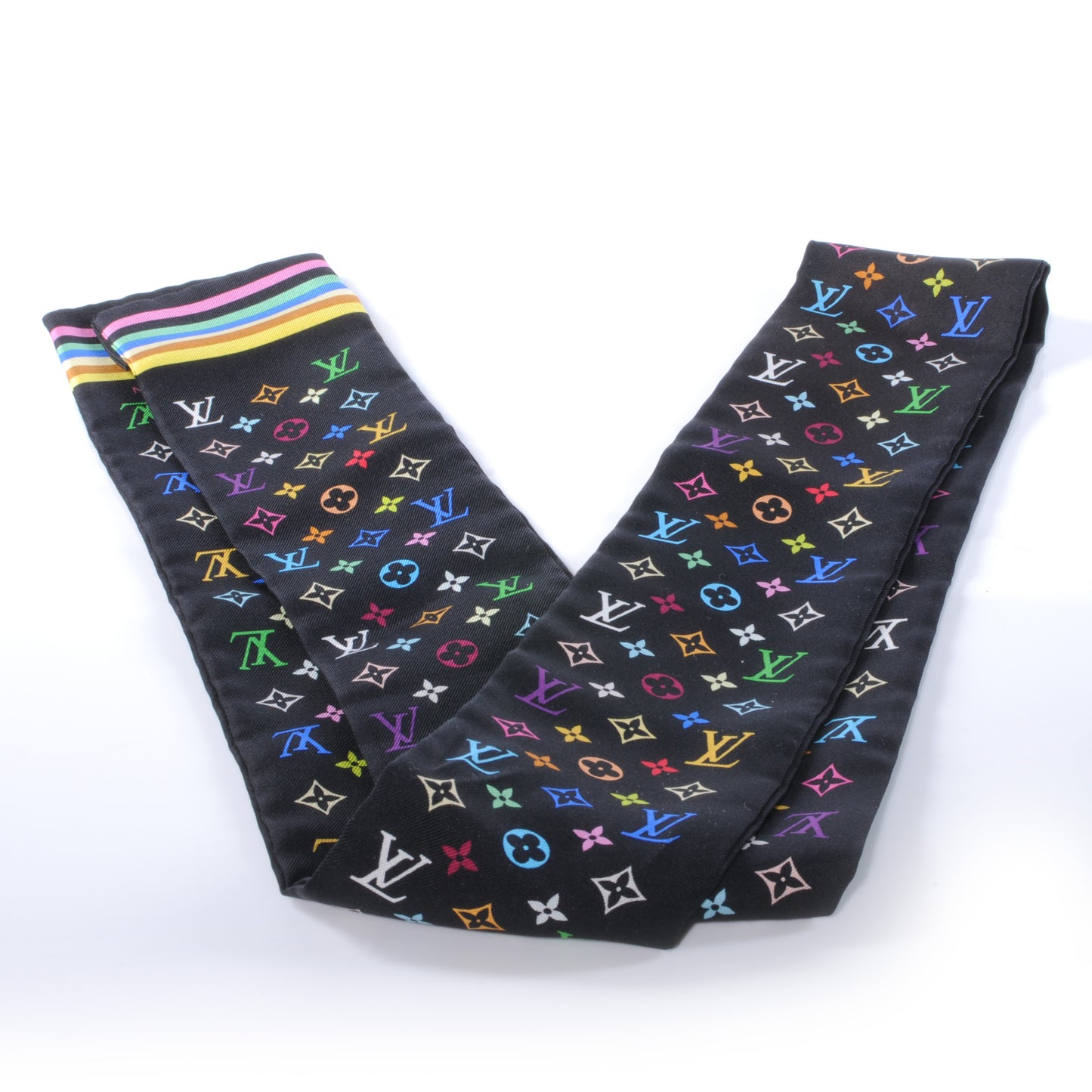 Silk Monogram Multicolor Bandeau Black