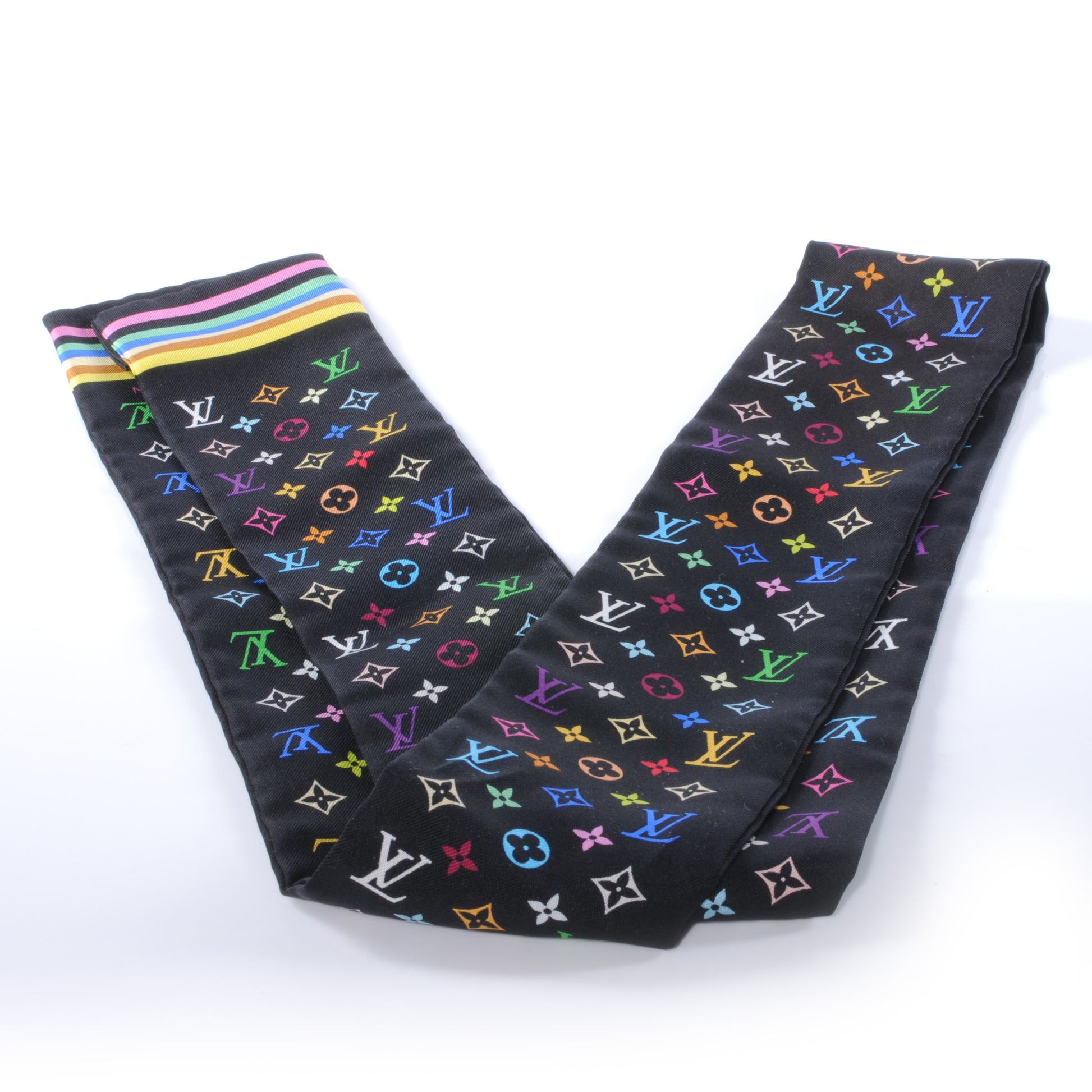 Louis Vuitton Silk Monogram Multicolor Bandeau Black 2 of 4