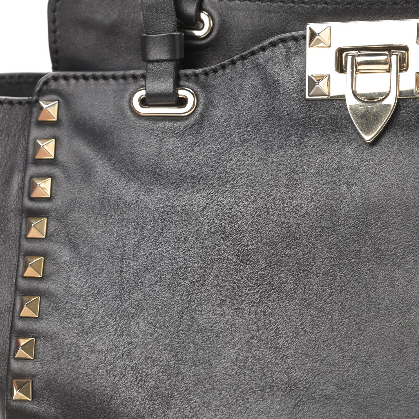 Vitello Small Rockstud Tote Black