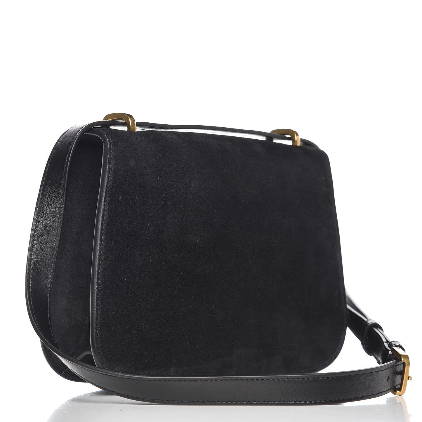 Suede Small Spontini Saddle Bag Black
