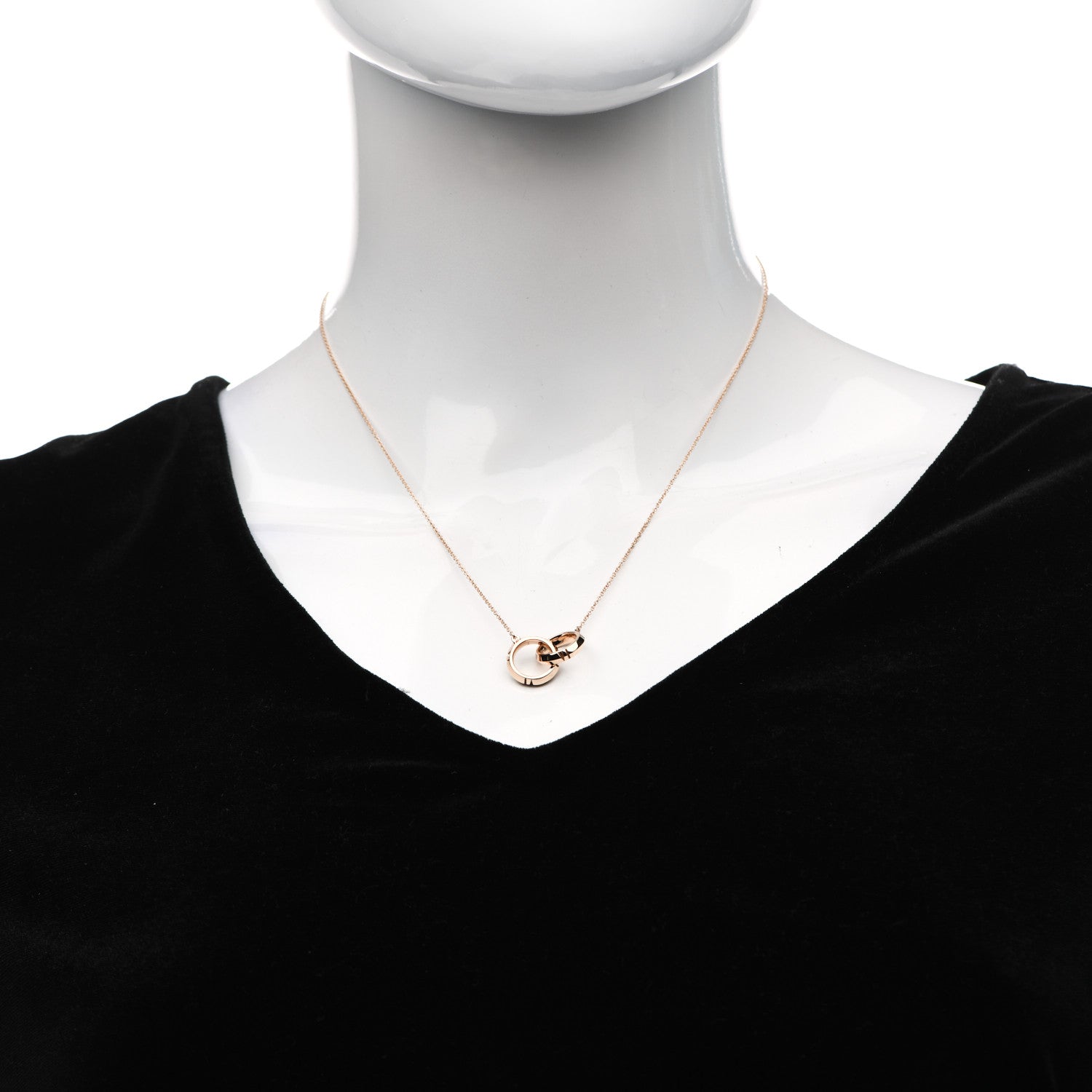 Tiffany 18K Rose Gold Interlocking Atlas Open Pendant Necklace 2 of 6