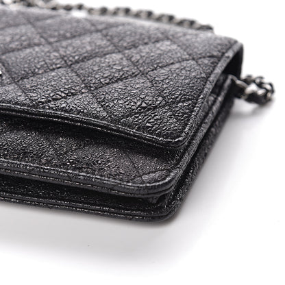 Chanel Crackled Calfskin Wallet On Chain WOC Black 9 of 10