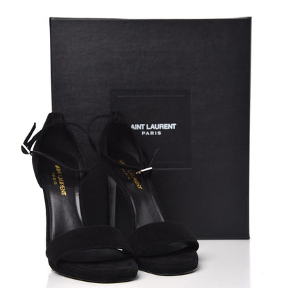 Saint Laurent Kid Scamosciato Jane 105 Ankle Strap Sandals 38.5 Nero 8 of 8