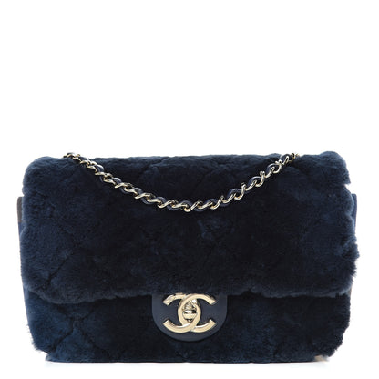 Chanel Orylag Rabbit Fur Quilted Small Single Flap Navy Blue 1 of 9