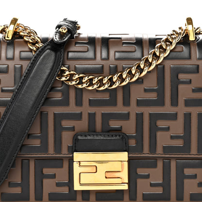 Fendi Vitello Liberty Bi-Color FF 1974 Embossed Small Kan U Shoulder Bag Maya Black 8 of 14
