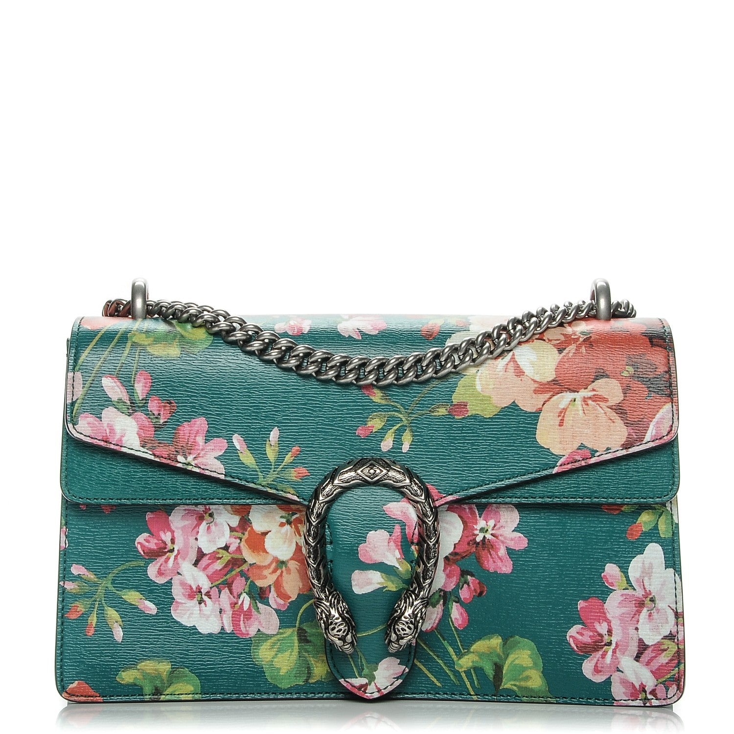 Gucci Calfskin Blooms Print Small Dionysus Shoulder Bag Bright Emerald Multicolor 1 of 6