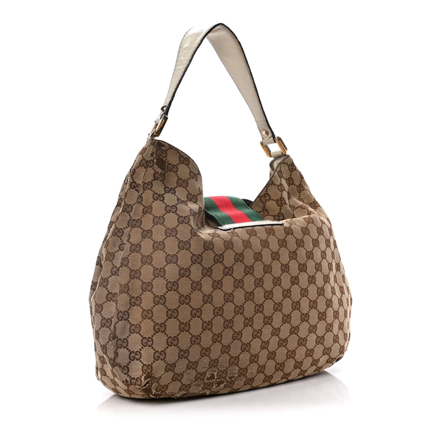 Monogram Large New Ladies Web Hobo Off White