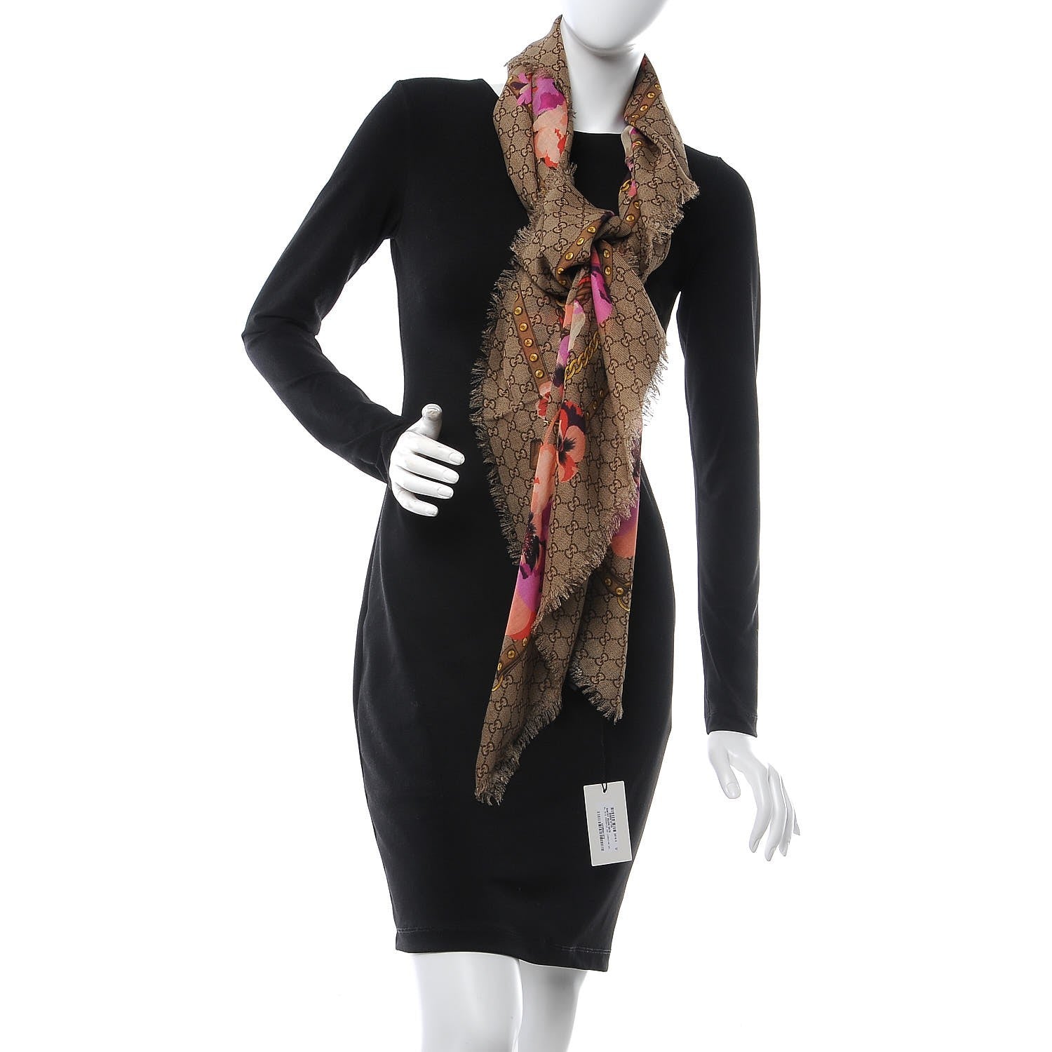 Gucci Wool Jacquard GG Monogram Big Panshie Fringe Shawl Roseate Beige 2 of 6