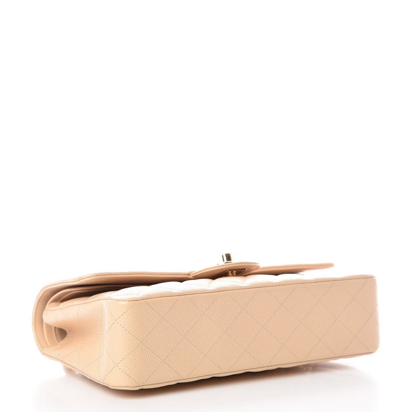 Caviar Quilted Medium Double Flap Beige Clair