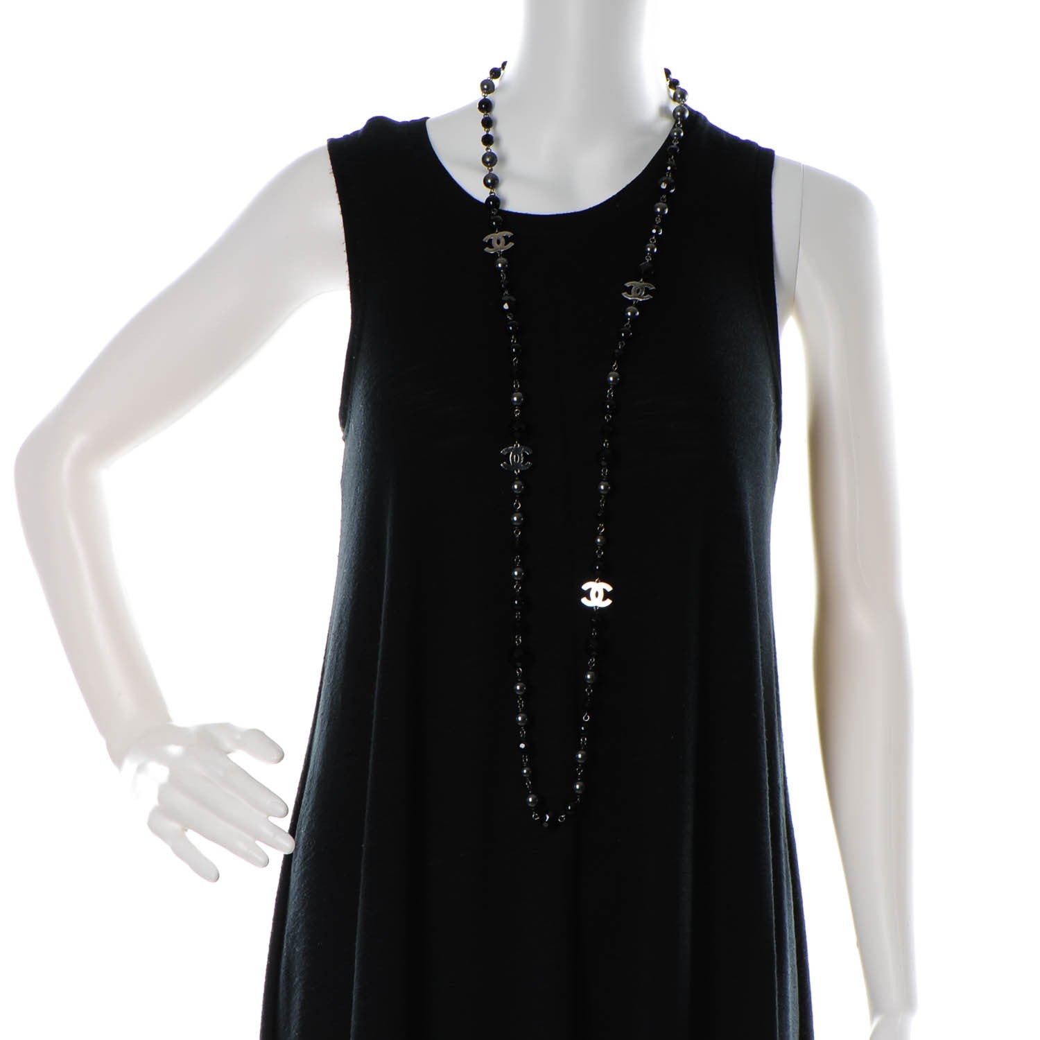 Chanel Ruthenium Bead CC Long Necklace Black 2 of 9