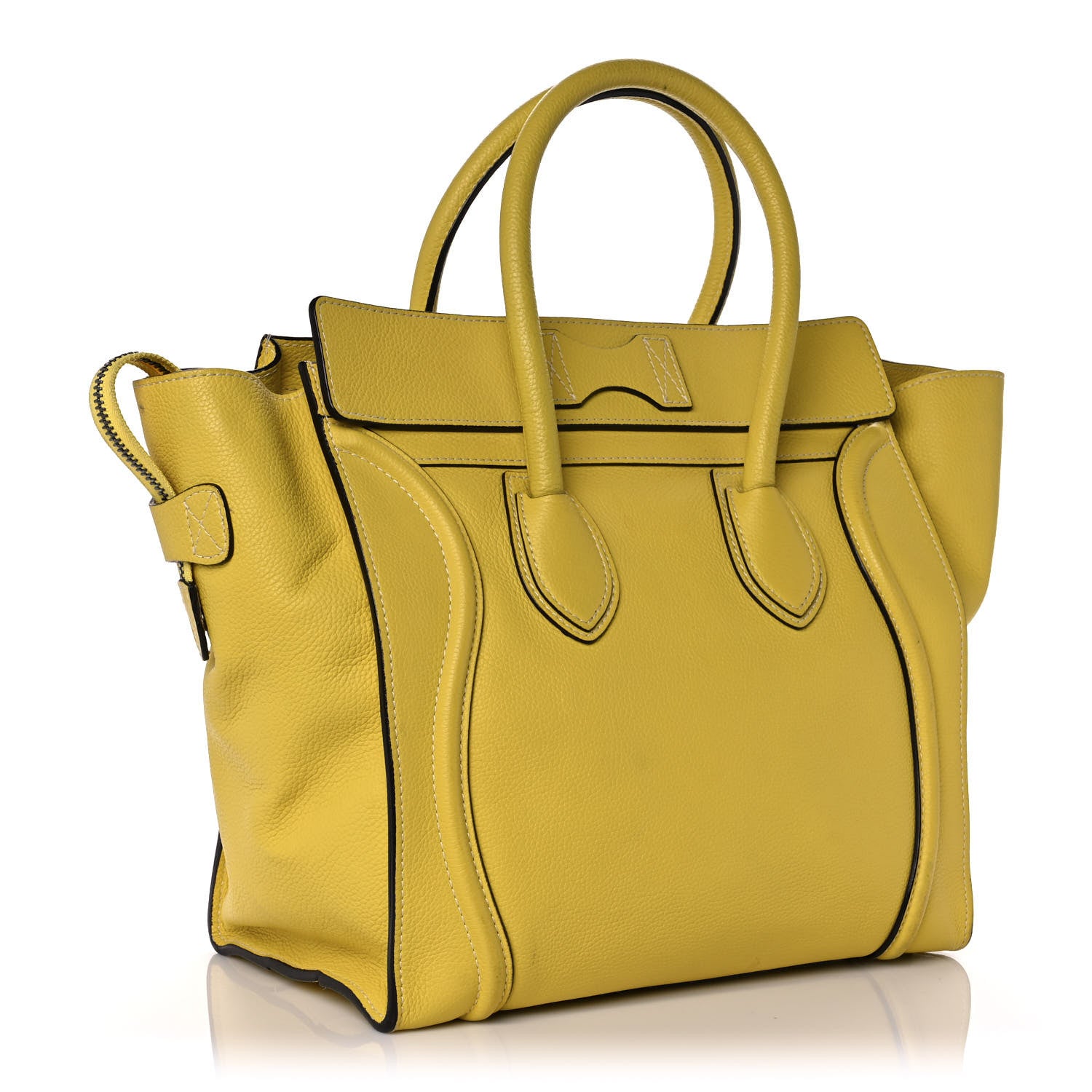 Celine Drummed Calfskin Mini Luggage Citron 3 of 12