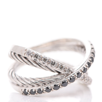David Yurman Sterling Silver Black White Diamond X Crossover Cable Ring 57 8 5 of 8