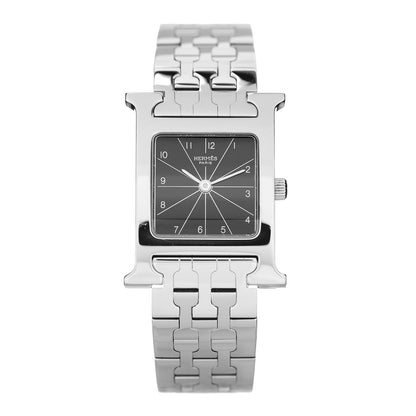 Hermes Stainless Steel 21mm Heure H Hour Quartz Watch Black 1 of 5