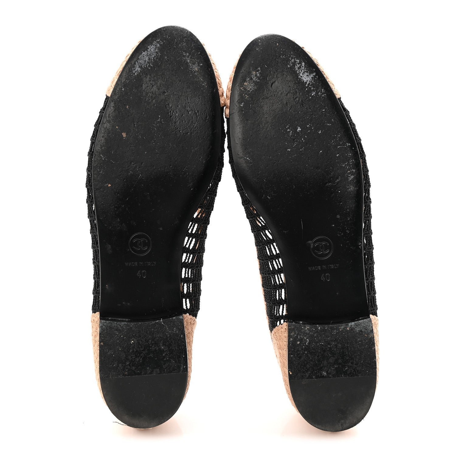 Chanel Raffia Cap Toe Ballerina Flats 40 Black Beige 6 of 9