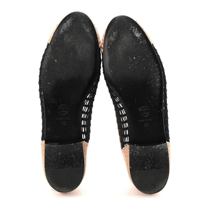 Chanel Raffia Cap Toe Ballerina Flats 40 Black Beige 6 of 9
