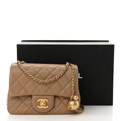 Chanel Lambskin Quilted Mini Pearl Crush Flap Dark Beige 11 of 11