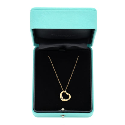 Tiffany 18K Yellow Gold Diamond 16mm Elsa Peretti Open Heart Pendant Necklace 5 of 5