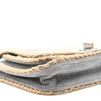 Chanel Suede Chocolate Bar Whipstitch Mademoiselle Flap Grey 9 of 10
